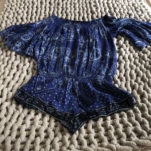 Blue paisley romper
